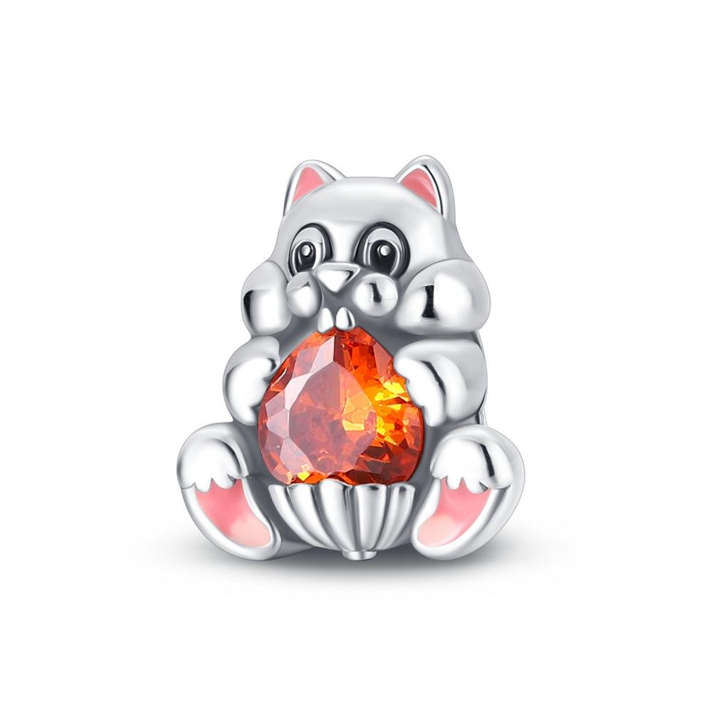 2026 Autumn Maple Leaf Owl Squirrel Charm Charm Charm Beaded DIY Jewelry Bracelet Accessories 925 Silver