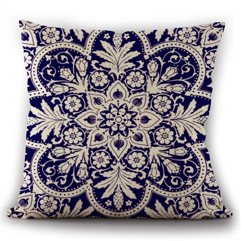 2Pcs Chinese Style Cushion Covers Blue and White Porcelain Printed Throw Pillows Cases Home Sofa Car Seat Decor Elegant 45x45cm