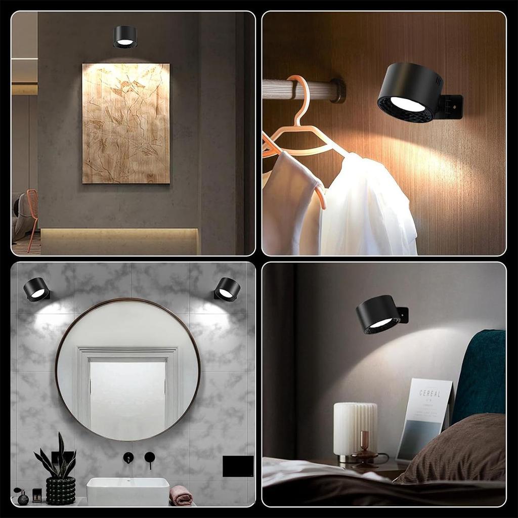 Kinkiety LED Montowane do Czytania z Pilotem Kinkiety Lampa z 3 Temperaturami Barwowymi Magnetyczny Obrotowy 360° Bezprzewodowy do Domu Żarówka
