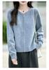 Women's Pure Wool Zipper Cardigan - Thick, Round Neck, Casual, Loose Fit Sweater for Autumn & Winter