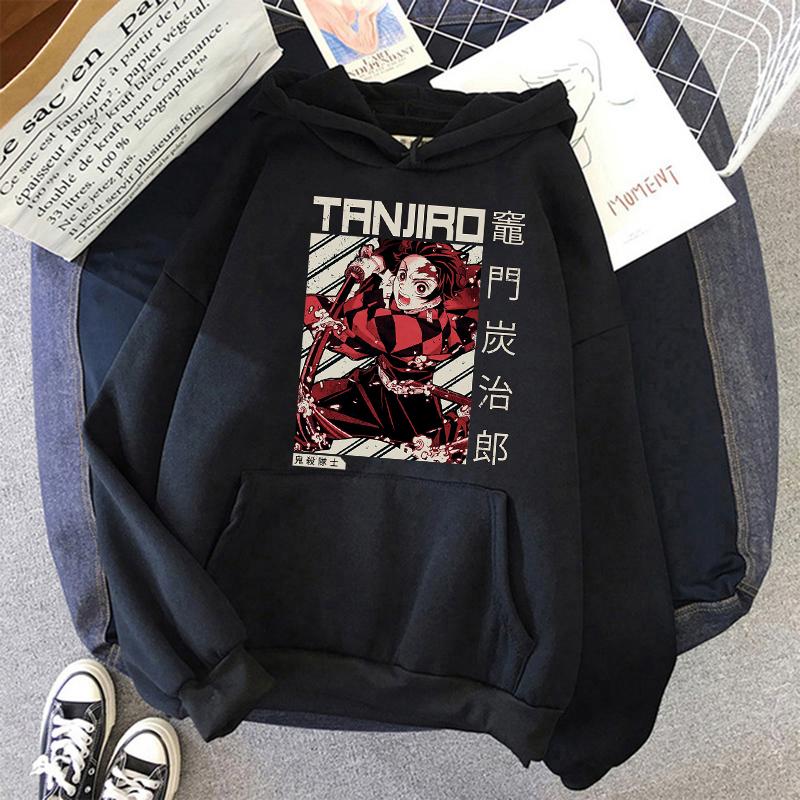 Anime Demon Slayer Kamado Tanjirou And Kamado Nezuko Print Hooded Men Women Hoodies Kimetsu No Yaiba Sweatshirt Harajuku Hoody