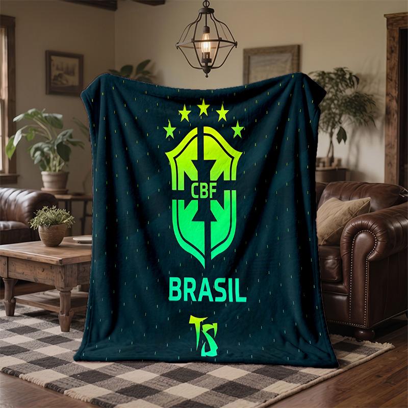 Brasilien landslaget Tryck Flanellfilt Mjuk Varm Soffa Säng Pläd för Hem Kontor Sovrum
