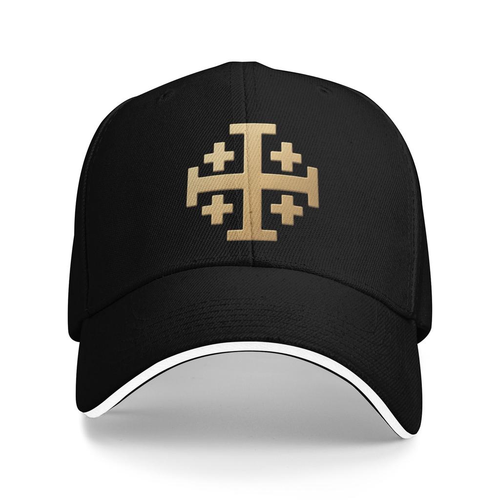 Knight Jerusalem Cross Christian Sandwich Baseball Cap Casual Washed Templar Jesus Snapback Cap Unisex Gift Adjustable Adult Hat