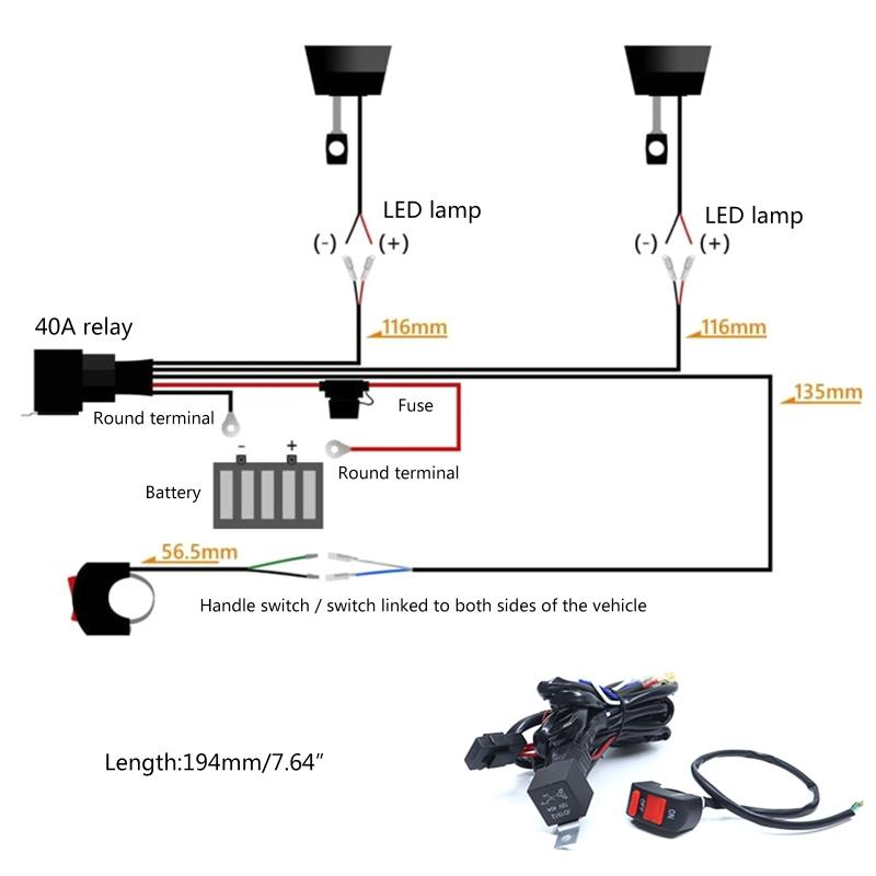 12V/24V Wiring Harness Extension Kit for LED Work Light Bar Led Lamp Off-Road Lights Driving Fog Light