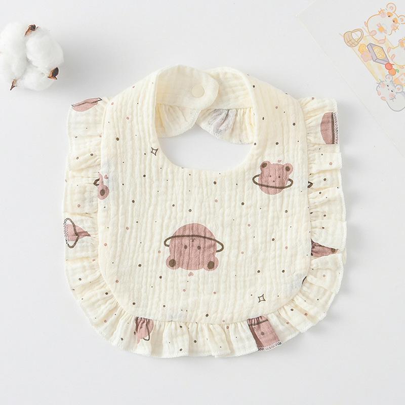 Ruffle Baby Drool Bibs: Pure Cotton Printed Lace Bibs