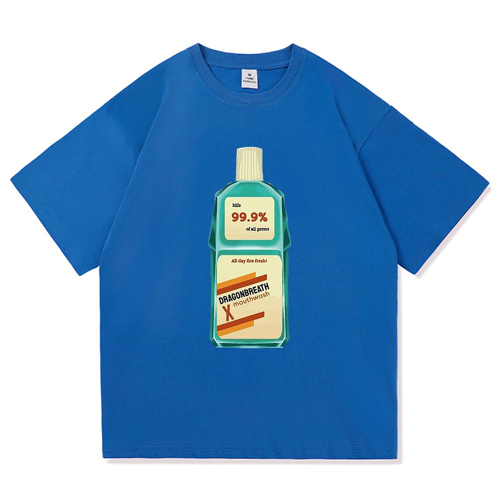 Camiseta Dragon Breath Mouthwashing 2024 Roupas Masculinas de Anime Camisetas Harajuku Unissex Camisetas de Alta Qualidade Roupas Gráficas de Algodão