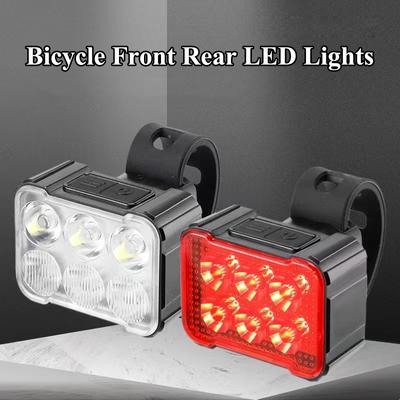 USB Rechargeable Bike LED Taillight Front Light Waterproof 4 Modes