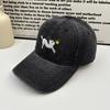 Cartoon Kitten Washed Denim Baseball Cap Children Spring and Summer Show Face Small Wide Brim Deep Top Cap Big Head Circumference Tide