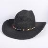 Popular Hollow Woven Western Denim Straw Hat Men's and Women's Summer Sunscreen Sunshade Wide-brimmed Beach Hat