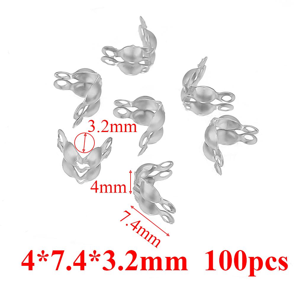 50-100pcs 18k Gold Stainless Steel Ball Chain Calotte Crimps Beads Connector End Clasp DIY Jewelry Necklace Bracelets Supplies