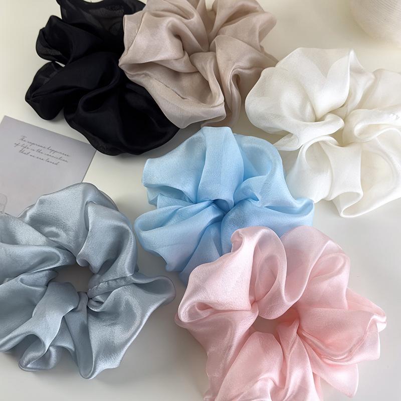 Retro French Large Hair Scrunchies Solid Color Headbands Spring/Summer Sweet Head Rope Female Tie Hair Rubber Bands for Womens