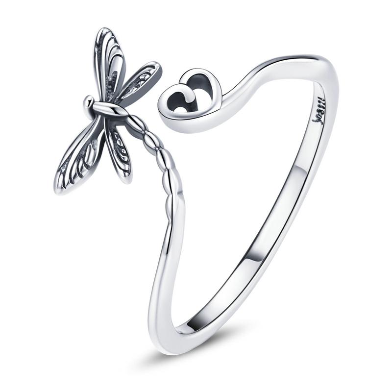 WOSTU Adjustable Rings Real 925 Silver Stackable Engagement Zircon Open Size Rings For Women Female Original Jewelry