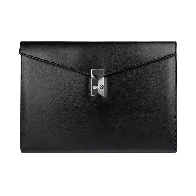 A4 Leather Business Briefcase with Combination Lock and Custom Logo