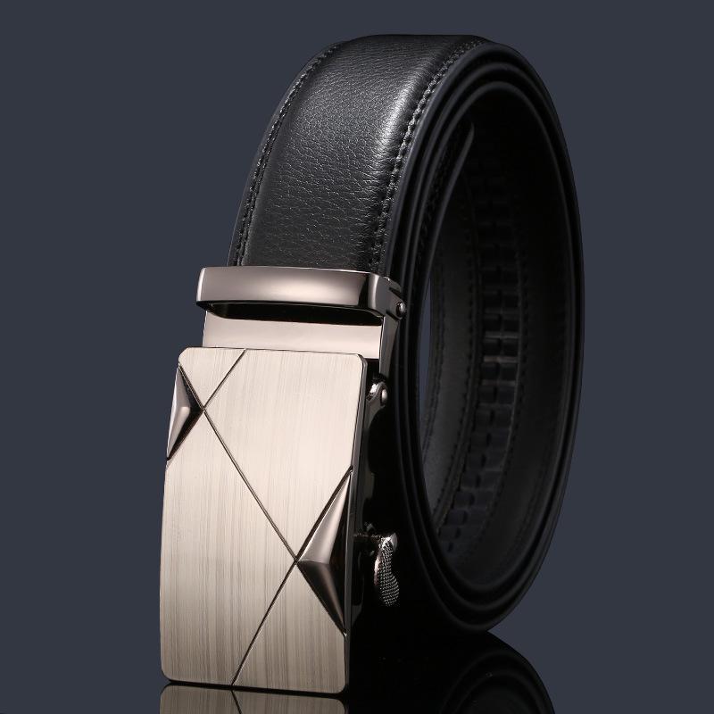 Cintura da Uomo in Vera Pelle con Fibbia Automatica - Design Casual e alla Moda in Pelle Bovina