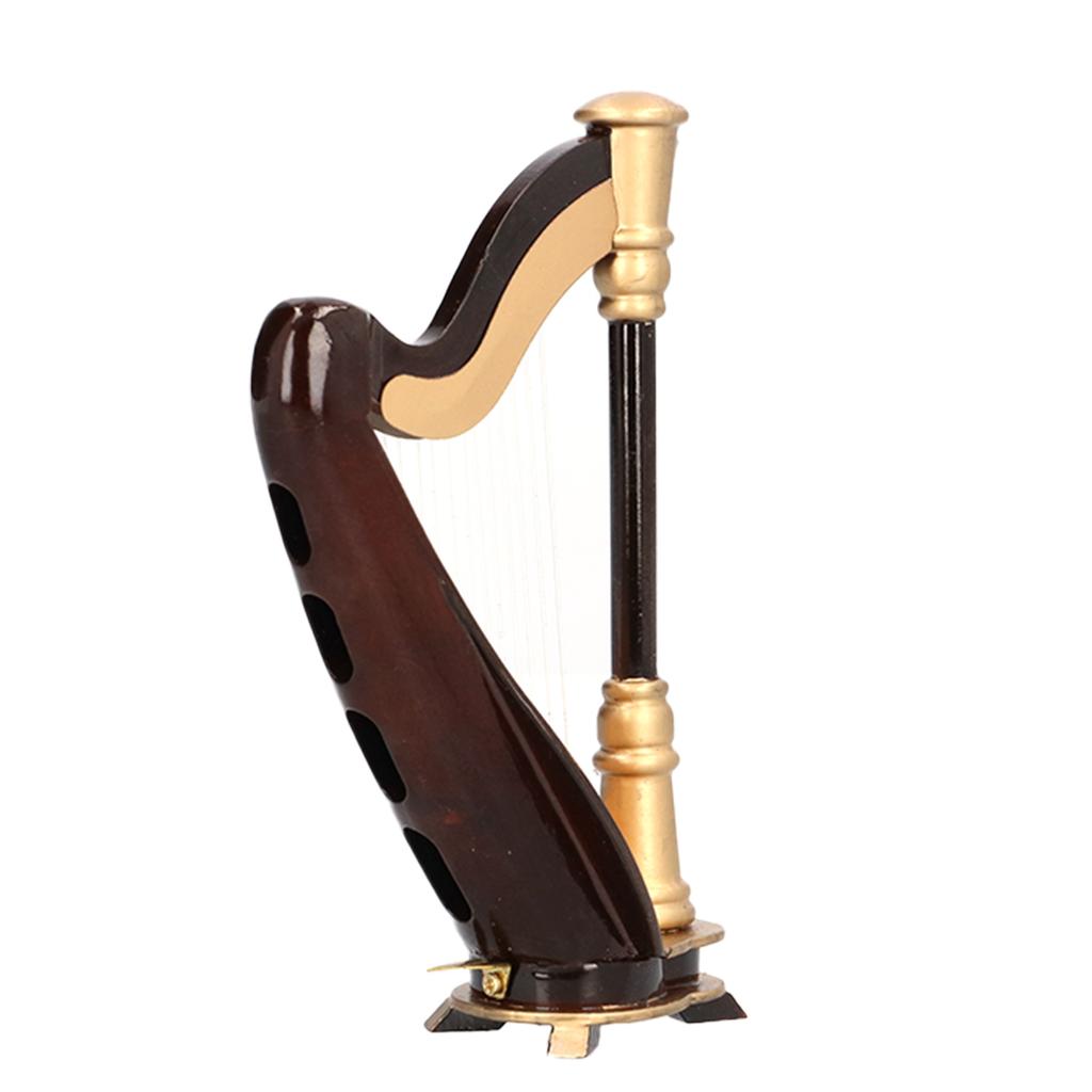Mini Harp Model Musical Instrument Replica Home Office Table Decoration Ornament MG‑253
