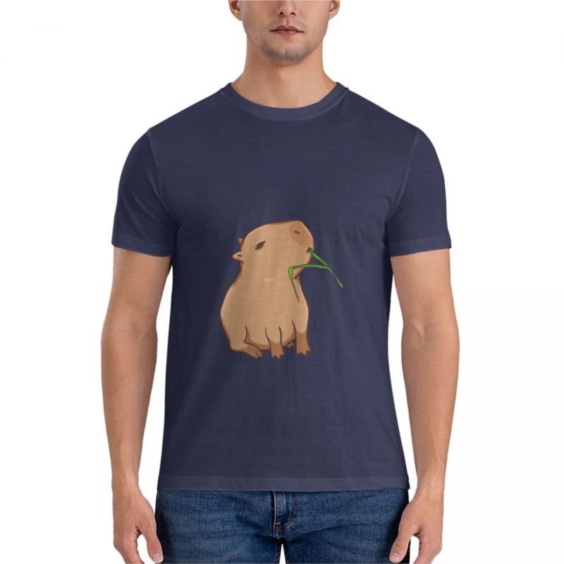 Capybara with a Leaf, Eat Your Greens! Classic T-Shirt Oversized T Shirt Men T Shirts for Men Mens Vintage T Shirts