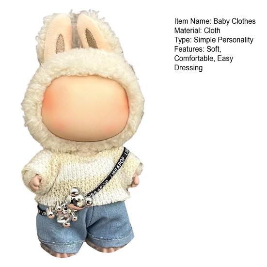 17cm Doll Clothes Set Hat Overalls Doll Outfit Playtime Doll Attire Easy Dressing Fashion Accessories