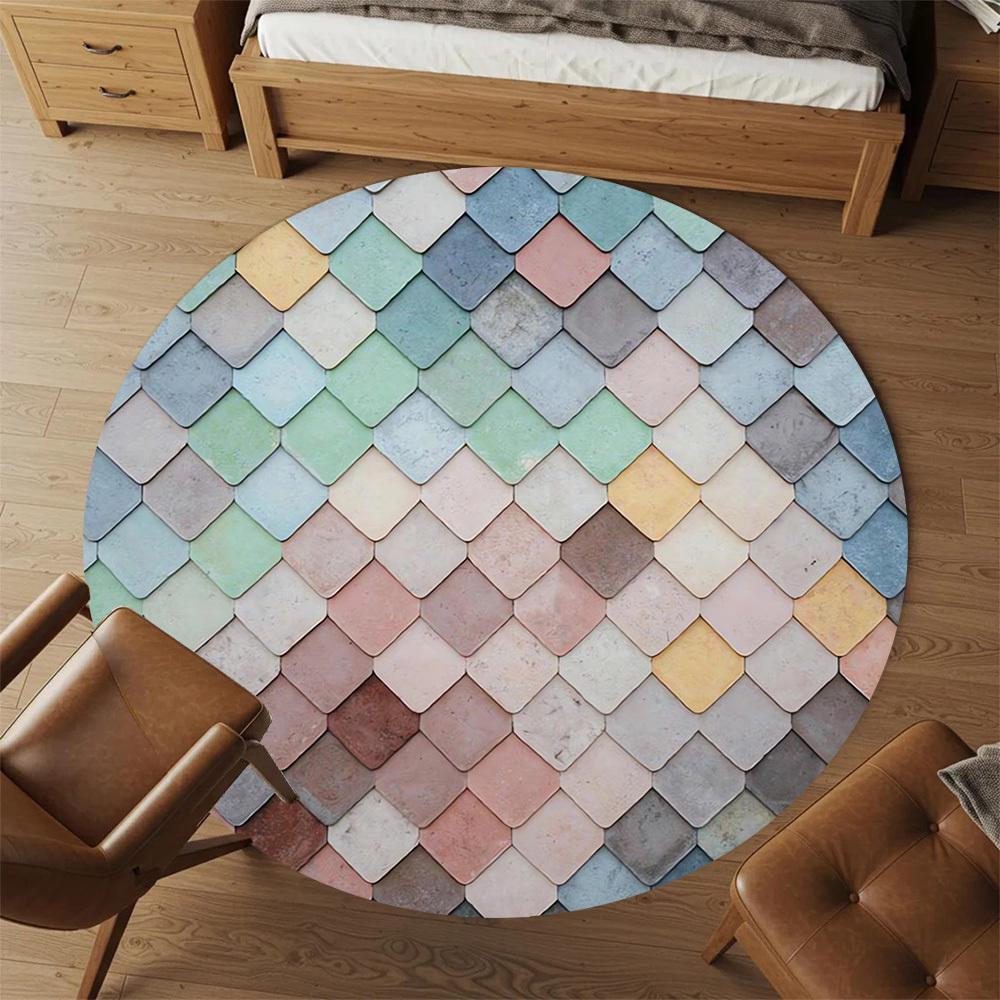 1pc tile pattern Round Chair mat Area Rug - Non-Slip, Floor Mat for Office, Bedroom, and Indoor Decor c1118119