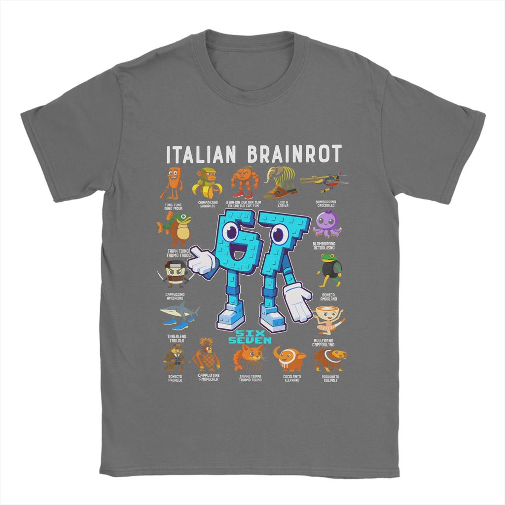 Italian Brainrot 67 100 Cotton T Shirt For Man Summer Vintage T Shirts O Neck Fashion Tee Shirt Oversized Casual Clothes