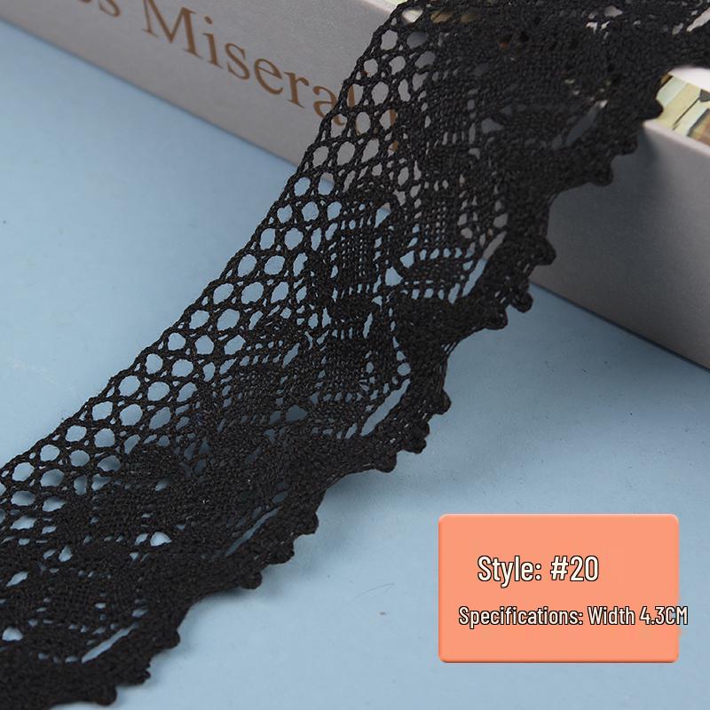 Black Pure Cotton Lace Trim for Clothing and Curtains