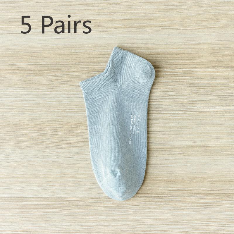

5 Pairs of Female Spring and Summer Thin Cotton Deodorant Sweat Shallow Mouth Socks 5 Pairs синий