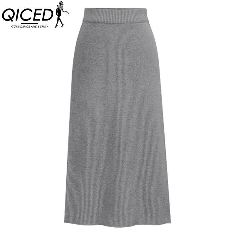 

QICED Женские модные повседневные юбки с принтом однотонного цвета на весну и осень XXXXXXL светло-серый