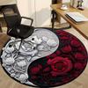 1pc Yin Yang Floral Carpet, Round Non Slip Durable Large Size Office Carpet, Suitable for Office