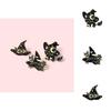 Adorable Cat Black Witch Hat Brooch Elegant Alloy Design For Spooky Looks Halloween