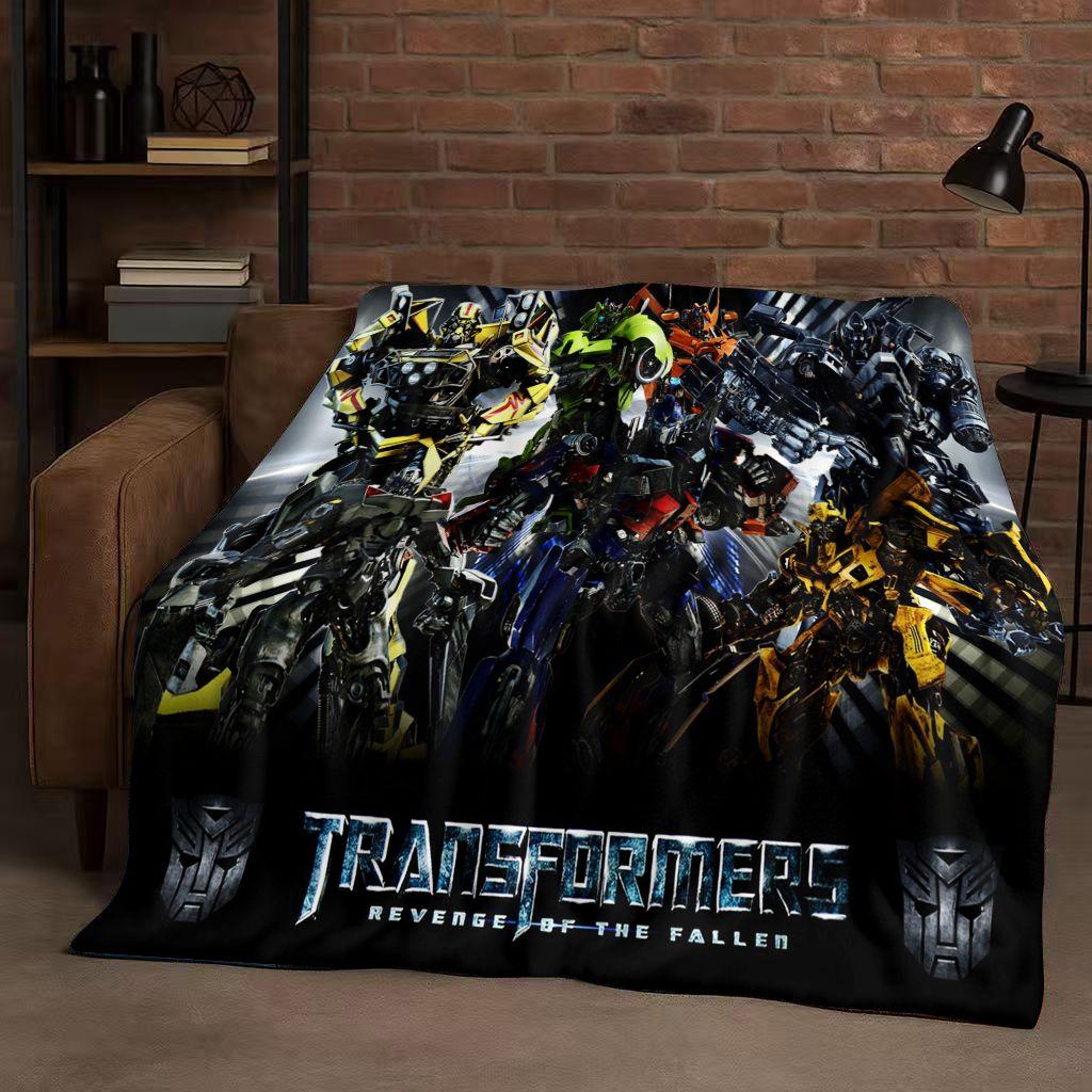 HD Cartoon T-Transformers Optimus Prime Bumblebee Flannel Blanket,Soft Warm Plush Throw for Home Bedroom Bed Sofa Cover Office