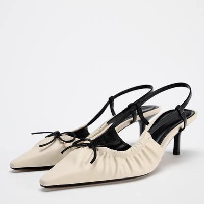 Elegant Women High Heels Shoes Spring Bow Decoration Pointed Back Strap Brand Weddings Bridals Pumps Chic Ladies Stiletto