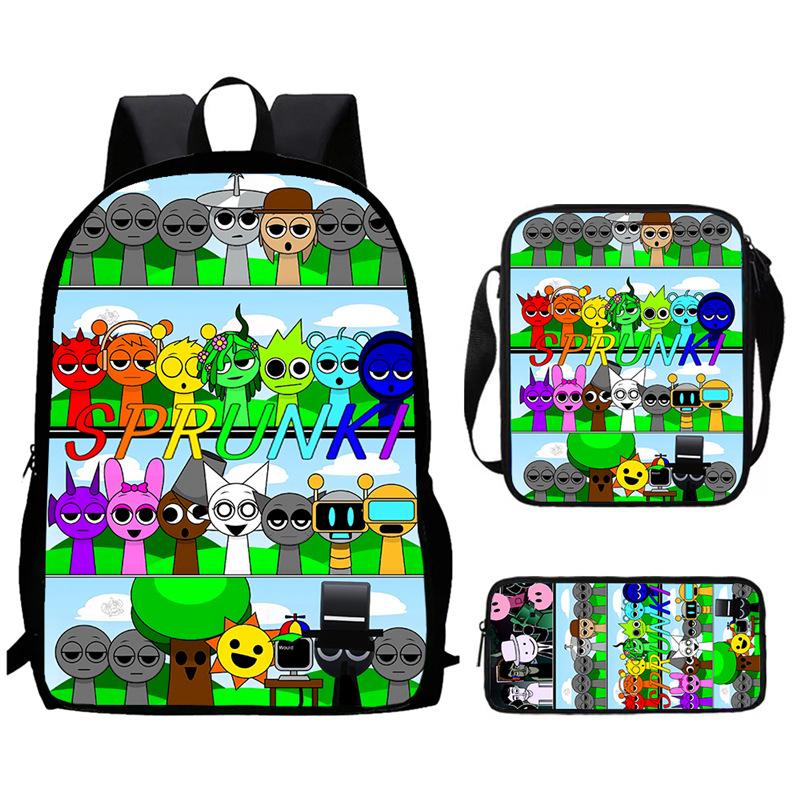 Sprunki Rhythm Box, Game Anime Backpack, Student Schoolbag, Computer Bag
