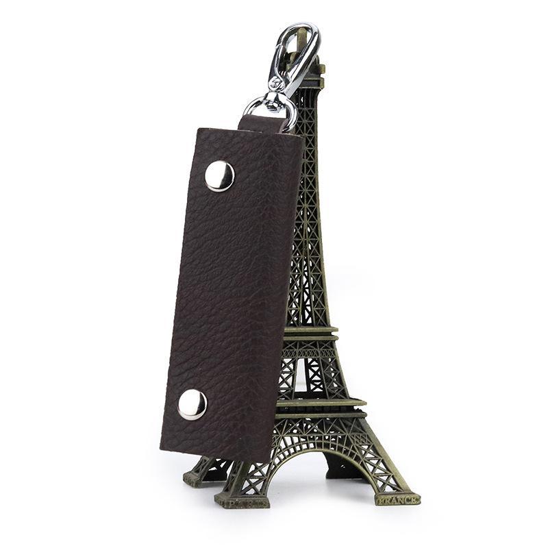 Men's Fashion Genuine Leather Keychain Pouch Portable Anti-scratch Zipper Bag Ideal Gift for Father Husband Male Friend