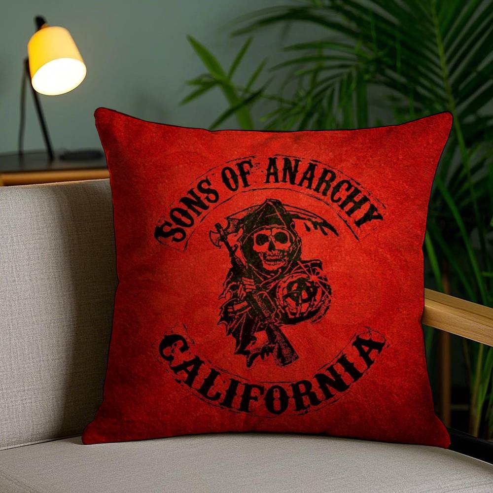 S-Sons of A-Anarchy Kissenbezug Haus Schlafsaal Stuhllehne Kurzer Plüsch Doppelseitiger Druck Büro Nickerchen Zeit Kissenbezug