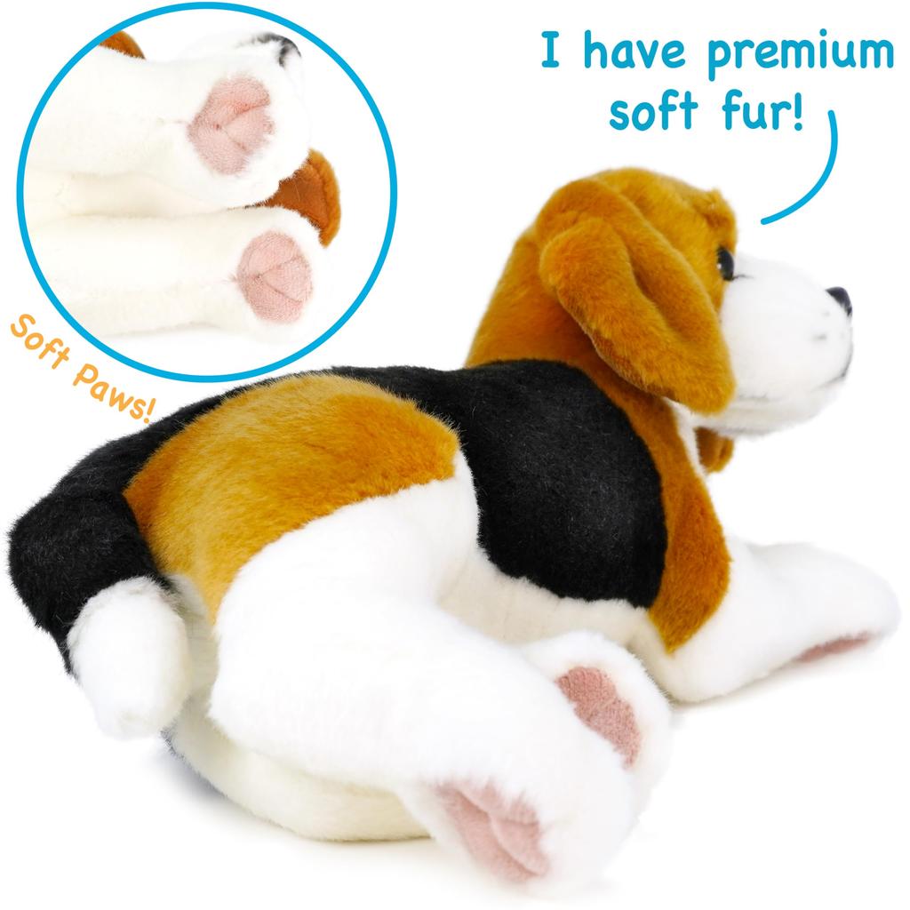 VIAHART Tiger Tale Toys Beagle Dog Large Plush Realistic Sitting Pet Dog Toy, 12-inch (30cm) (12-Inch)
