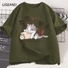 I Dont Want To Get Up Cat Graphic T Shirts Funny Cat Lover Printed Tshirt Casual Trendy Cotton Oversized Unisexs Clothes Tops