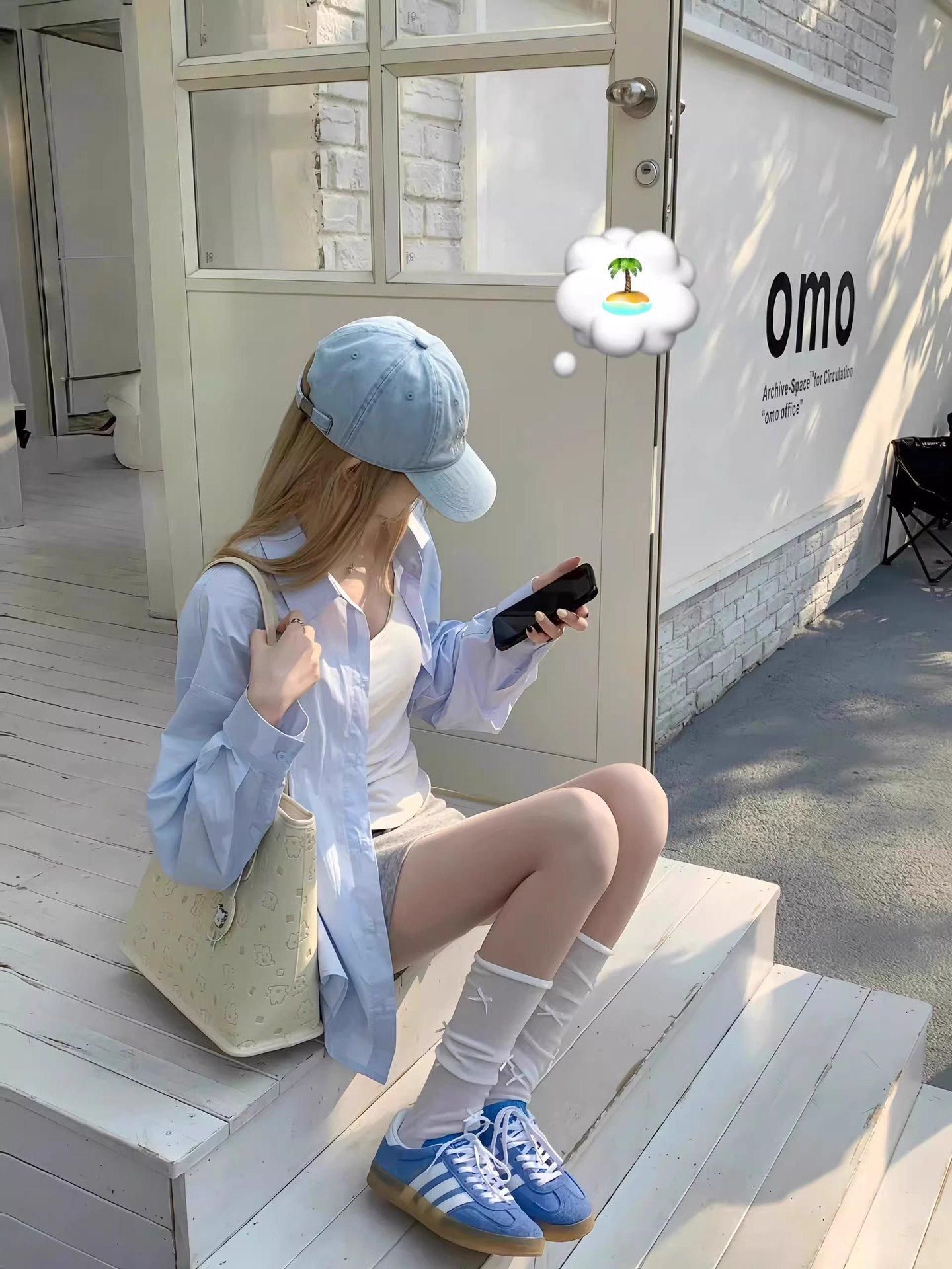 

Women s Korean Style Blue Spring Shirt: Versatile, Long Sleeve, Loose, and Beautiful Sunscreen Top XL (115-130 jin)