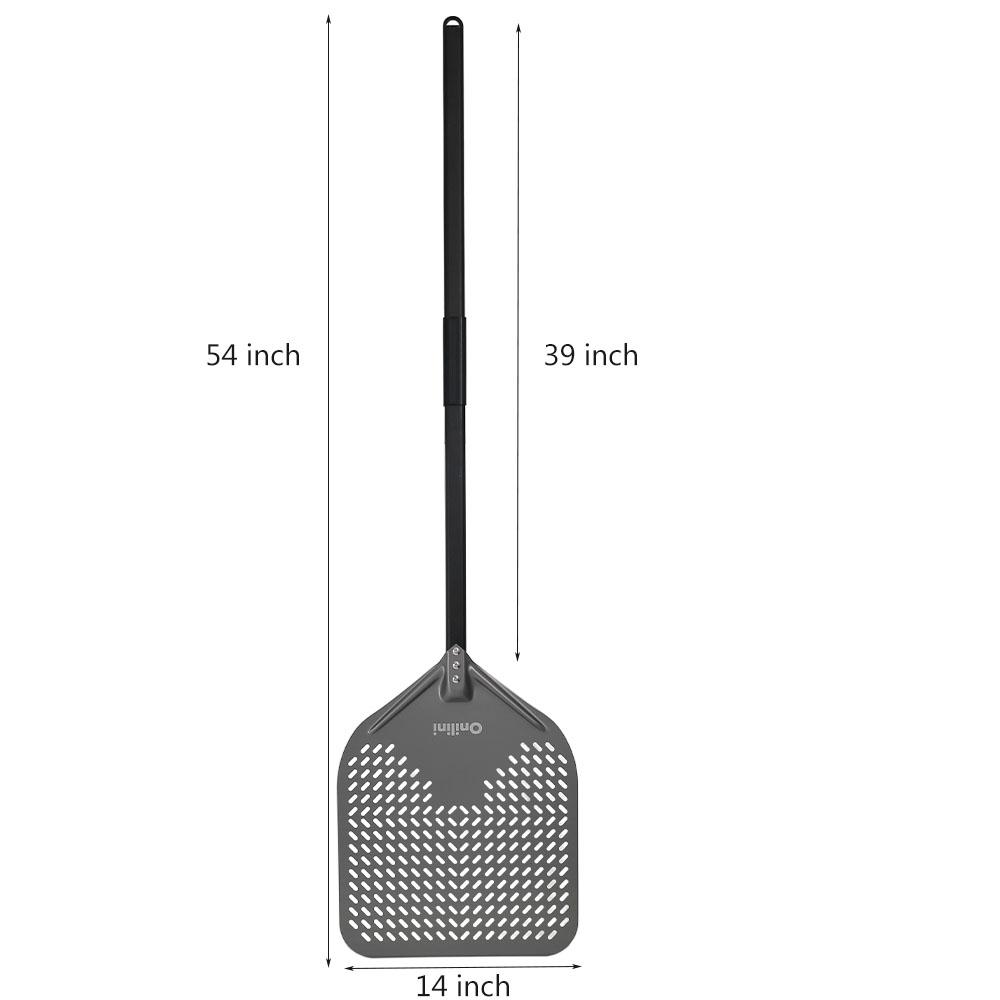 

New Design 14 Inch Reverse Punching Pizza Peel with Aluminum Alloy Handle Non-slip Silicone Film for Baking Homemade Pizza Bread чёрный
