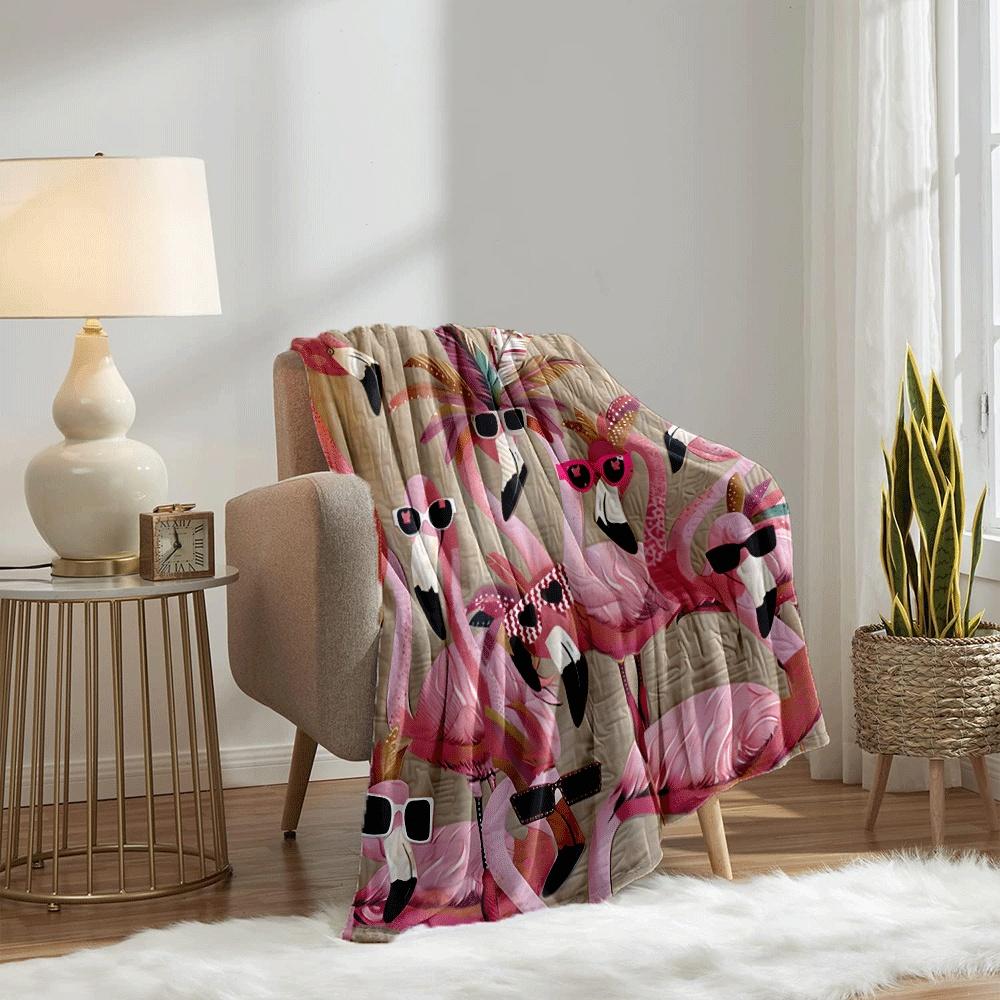 Fashion flamingo pattern Blanket for Sofa Bed Travel Camping Living Room Office Conditioning Blanket for All Seasons Gifts