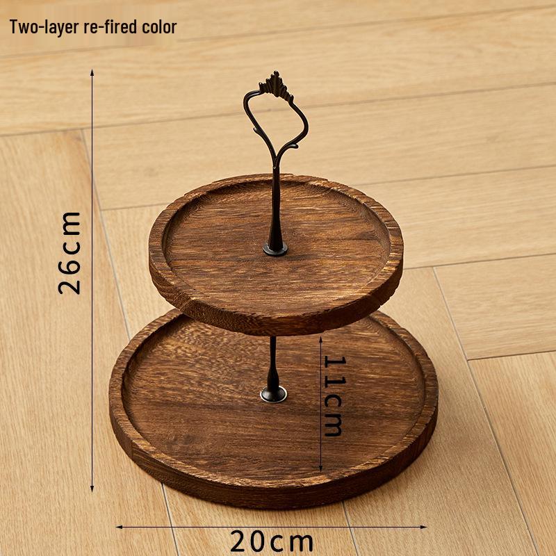 Creative European Double Layer Wooden Dessert Stand: Forest Style Cake and Treat Display Tray