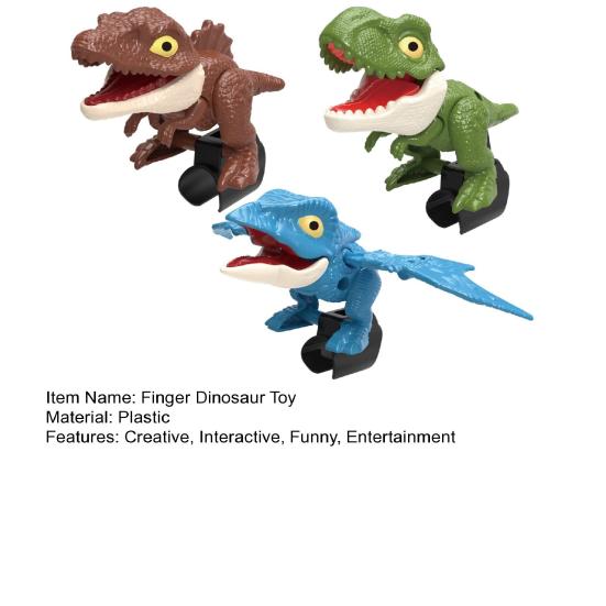 3 Pcs Dinosaur Action Figures with Movable Mouths Funny Finger Dino Toys for Kids Dinosaur Figure Chomp Toy Gifts for Halloween Easter Christmas