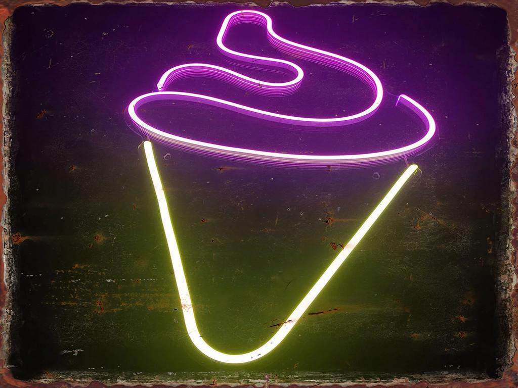 Neon Ice Cream Metal Tin Sign Restaurant Bar Coffee Shop Summer Time Wall Decor Painting Plaque Home Kitchen Decoration Poste