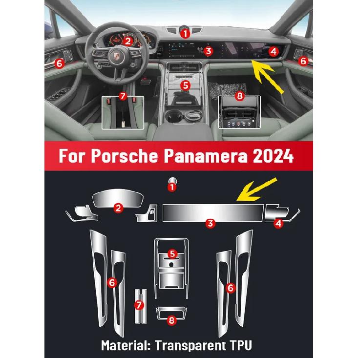 Protezione Pellicola in TPU Antigraffio per Console Centrale Interno Auto, Cruscotto Media, Navigazione Per PORSCHE PANAMERA 2024 Adesivo