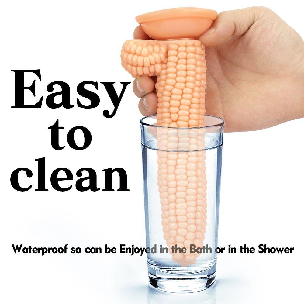 Corn-shaped Dildo with Suction Cup & Anal Plug - Transparent Hygienic Adult Toy