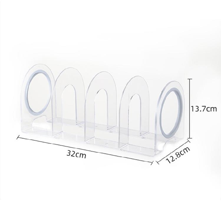 2Pieces Acrylic Bookends for Shelf 4 Section Book End Magazine Stand Book Stoppers Space Saving Desk Book Organizers