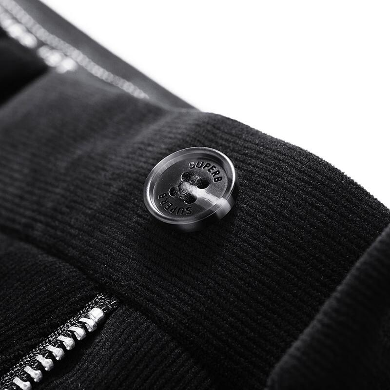 Qipilong Men's Corduroy Fleece-Lined Casual Pants