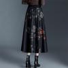 Drapey Slim-Fit High-Waisted A-Line Skirt - Winter 2025 Fashion Midi with Printed Hem