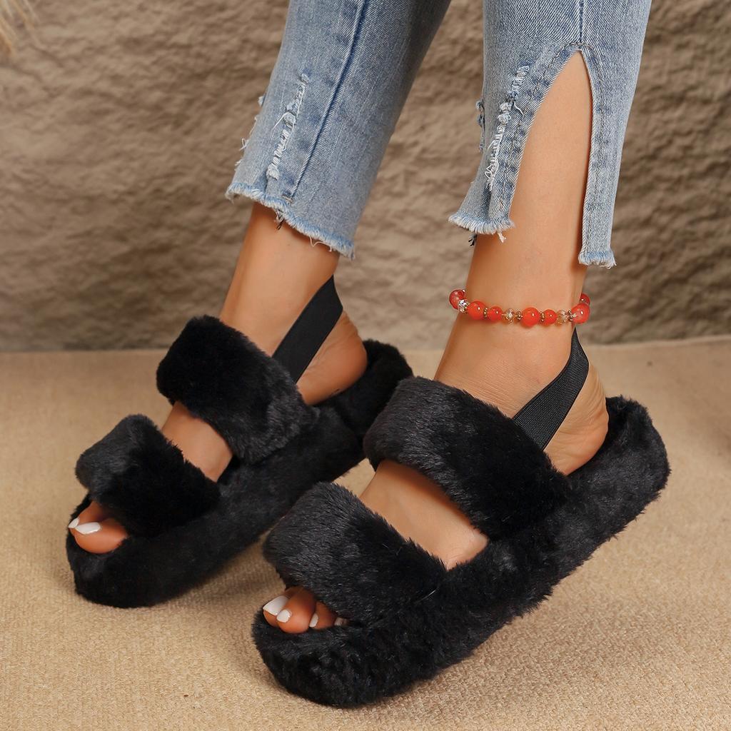 Fashion New 2025 Women Plush Slippers Home Wear Fashionable Shoes Women House Slides Women Korean Version Soft Bottom Double Slippers