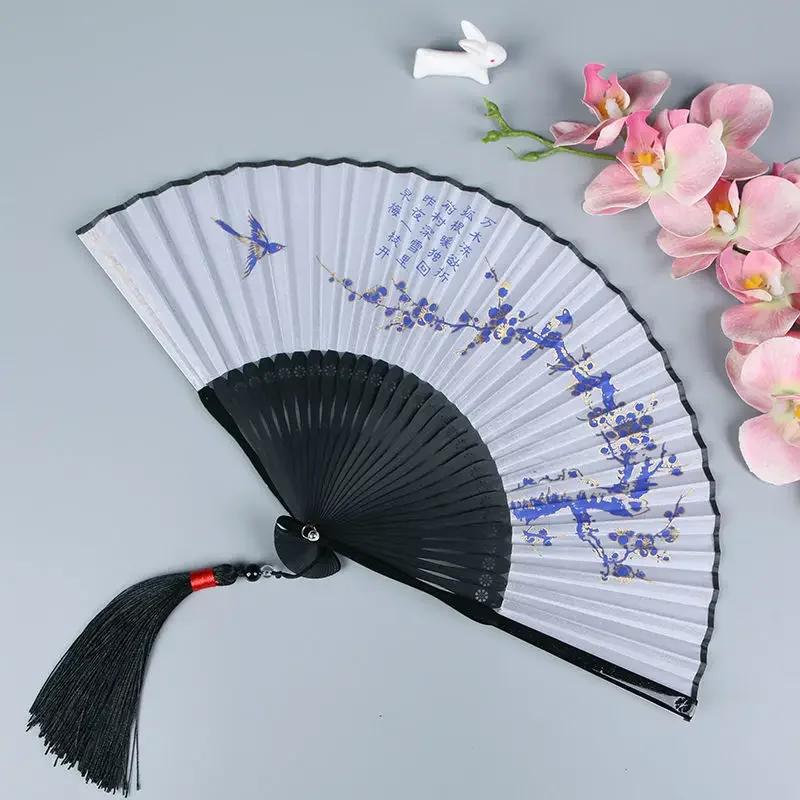 Vintage Chinese Style Portable Folding Fan Party Wedding Dance Hand Fans Summer Bamboo Craft Gift Room Decoration Ornaments New