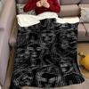 Line Art Faces Flannel Blanket Warm Soft Halloween Christmas Couch Warm Cozy Decorative Decor Gift for All Season