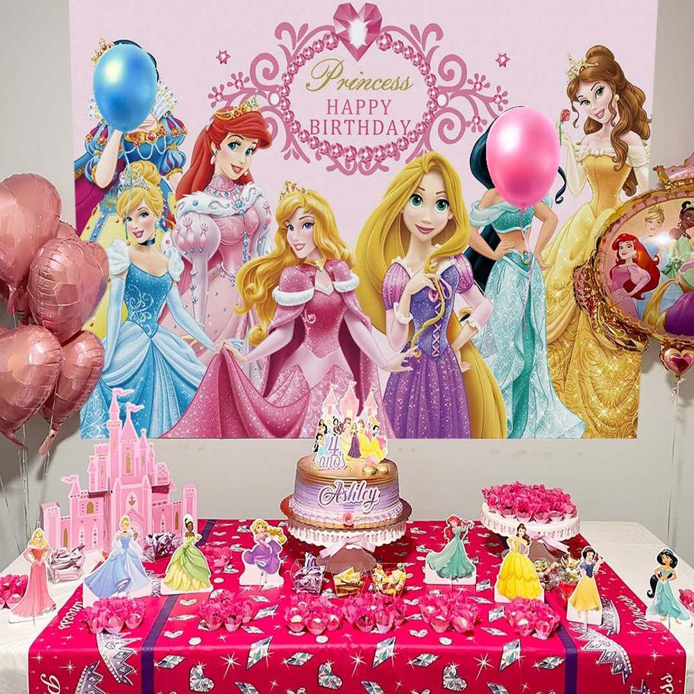 Princess Themed Backdrop - Birthday Photography Background - Party Decoration